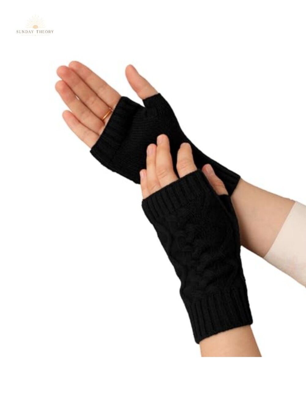 100% Cashmere Fingerless Gloves Women Winter Knitted Mittens with Gift Box